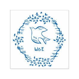  Bloemenduif Bruiloft Monogram Zelfinktende Stempel