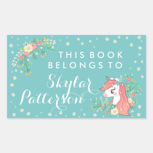 bloemeneenhoorn Dit boek is van Rechthoekige Sticker (Voorkant)