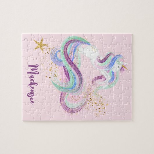  Bloemeneenhoorn Gepersonaliseerde Kinderen Legpuzzel (Horizontaal)