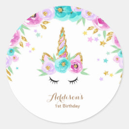 Bloemeneenhoorn stickers voor feesten