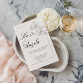 Bloemeneenvoud: elegante minimalistische bruiloft kaart