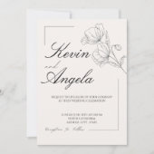 Bloemeneenvoud: elegante minimalistische bruiloft kaart (Voorkant)