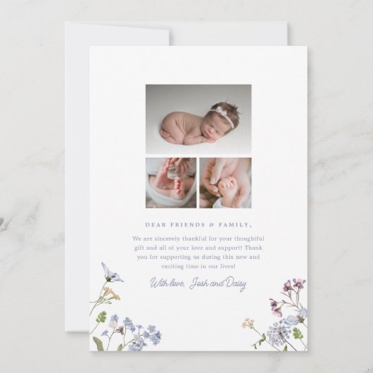  bloemeneenvoud | Olivia Dank je geboorte Aankondiging (Achterkant)
