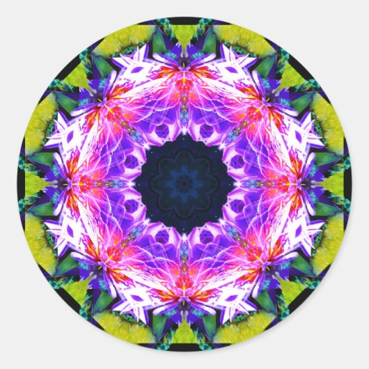 Bloemeneffect Mandala Ronde Sticker (Voorkant)