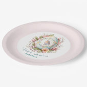 Bloemenei Vogel Roze  familienaam Pasen Papieren Bordje (Gekanteld)