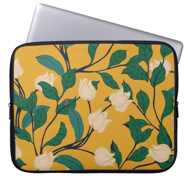 Bloemenelegantie:  bladpatroon. laptop sleeve (Voorkant)