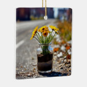 "Bloemenelegantie: Keramisch Ornament (Rechts)