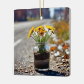 "Bloemenelegantie: Keramisch Ornament (Links)