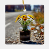 "Bloemenelegantie: Keramisch Ornament (Voorkant)