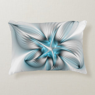 Bloemenelegantie Moderne Abstracte Blauwe Fractal Accent Kussen