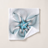 Bloemenelegantie Moderne Abstracte Blauwe Fractal  Bad Handdoek (Wasdoekje)