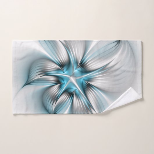 Bloemenelegantie Moderne Abstracte Blauwe Fractal  Bad Handdoek (Handdoek)