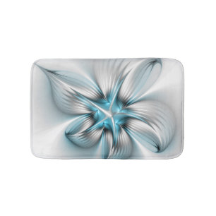 Bloemenelegantie Moderne Abstracte Blauwe Fractal  Badmat