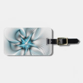 Bloemenelegantie Moderne Abstracte Blauwe Fractal  Bagagelabel (Voorkant horizontaal)