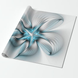 Bloemenelegantie Moderne Abstracte Blauwe Fractal  Cadeaupapier