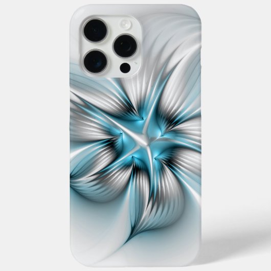 Bloemenelegantie Moderne Abstracte Blauwe Fractal Case-Mate iPhone Case (Achterkant)