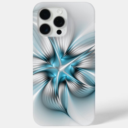 Bloemenelegantie Moderne Abstracte Blauwe Fractal  Case-Mate iPhone Case (Achterkant)