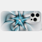 Bloemenelegantie Moderne Abstracte Blauwe Fractal  Case-Mate iPhone Case (Achterkant (horizontaal))