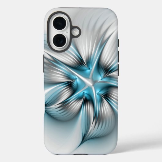 Bloemenelegantie Moderne Abstracte Blauwe Fractal  Case-Mate iPhone Case (Achterkant)
