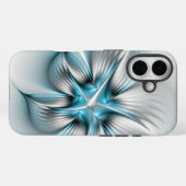 Bloemenelegantie Moderne Abstracte Blauwe Fractal  Case-Mate iPhone Case (Achterkant (horizontaal))
