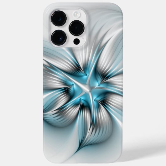 Bloemenelegantie Moderne Abstracte Blauwe Fractal  Case-Mate iPhone Case (Achterkant)