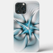 Bloemenelegantie Moderne Abstracte Blauwe Fractal Case-Mate iPhone Case (Achterkant)