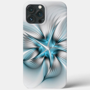 Bloemenelegantie Moderne Abstracte Blauwe Fractal  Case-Mate iPhone Case
