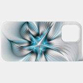 Bloemenelegantie Moderne Abstracte Blauwe Fractal  Case-Mate iPhone Case (Achterkant (horizontaal))