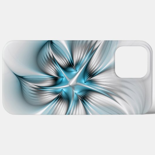Bloemenelegantie Moderne Abstracte Blauwe Fractal Case-Mate iPhone Case (Achterkant (horizontaal))