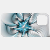 Bloemenelegantie Moderne Abstracte Blauwe Fractal  Case-Mate iPhone Case (Achterkant (horizontaal))