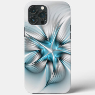 Bloemenelegantie Moderne Abstracte Blauwe Fractal Case-Mate iPhone Case