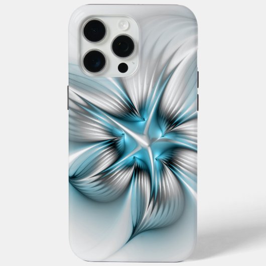 Bloemenelegantie Moderne Abstracte Blauwe Fractal  Case-Mate iPhone Case (Achterkant)