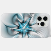 Bloemenelegantie Moderne Abstracte Blauwe Fractal  Case-Mate iPhone Case (Achterkant (horizontaal))