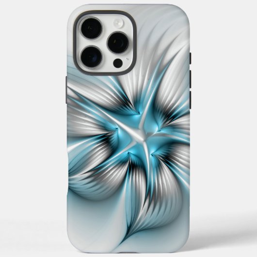 Bloemenelegantie Moderne Abstracte Blauwe Fractal  Case-Mate iPhone Case (Achterkant)