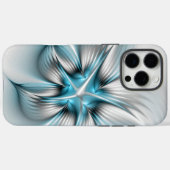 Bloemenelegantie Moderne Abstracte Blauwe Fractal  Case-Mate iPhone Case (Achterkant (horizontaal))