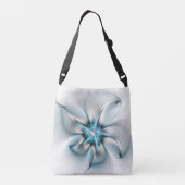 Bloemenelegantie Moderne Abstracte Blauwe Fractal  Crossbody Tas (Achterkant)