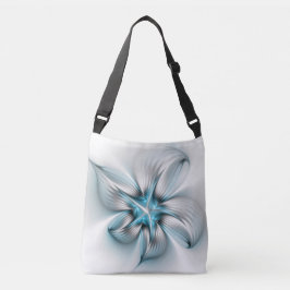 Bloemenelegantie Moderne Abstracte Blauwe Fractal  Crossbody Tas