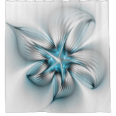 Bloemenelegantie Moderne Abstracte Blauwe Fractal  Douchegordijn (Voorkant)