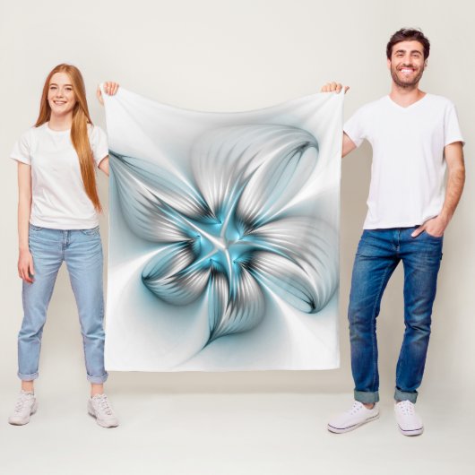 Bloemenelegantie Moderne Abstracte Blauwe Fractal  Fleece Deken (In situ)
