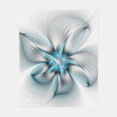 Bloemenelegantie Moderne Abstracte Blauwe Fractal  Fleece Deken (Voorkant)
