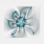 Bloemenelegantie Moderne Abstracte Blauwe Fractal  Fleece Deken (Voorkant (Horizontaal))