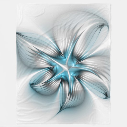 Bloemenelegantie Moderne Abstracte Blauwe Fractal  Fleece Deken (Voorkant)