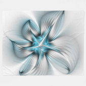 Bloemenelegantie Moderne Abstracte Blauwe Fractal  Fleece Deken (Voorkant (Horizontaal))