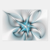 Bloemenelegantie Moderne Abstracte Blauwe Fractal  Inpakpapier Vel (Voorkant 2)