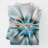 Bloemenelegantie Moderne Abstracte Blauwe Fractal  Inpakpapier Vel (In situ)