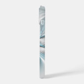 Bloemenelegantie Moderne Abstracte Blauwe Fractal  iPhone 15 Case (Linkerkant)