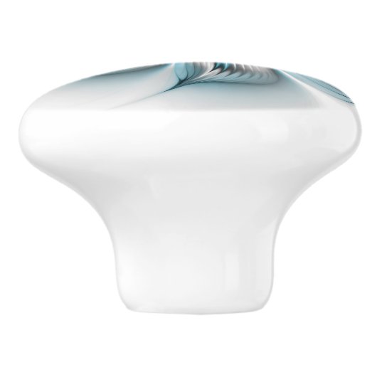 Bloemenelegantie Moderne Abstracte Blauwe Fractal  Keramische Knop (Zijkant)