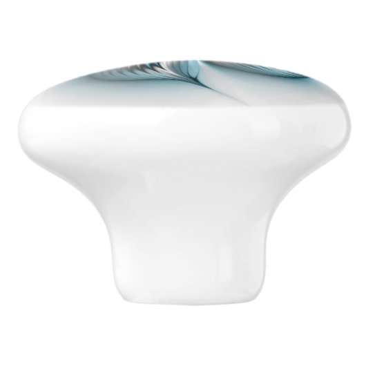 Bloemenelegantie Moderne Abstracte Blauwe Fractal  Keramische Knop (Zijkant)