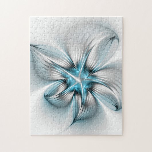 Bloemenelegantie Moderne Abstracte Blauwe Fractal  Legpuzzel (Verticaal)