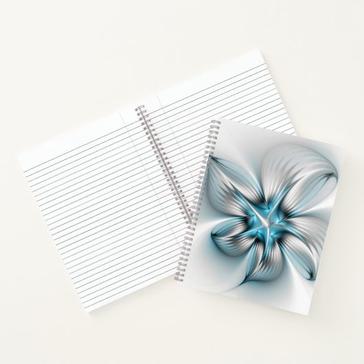 Bloemenelegantie Moderne Abstracte Blauwe Fractal  Notitieboek (Binnen)